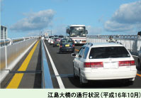 江島大橋の通行状況（平成１６年１０月）